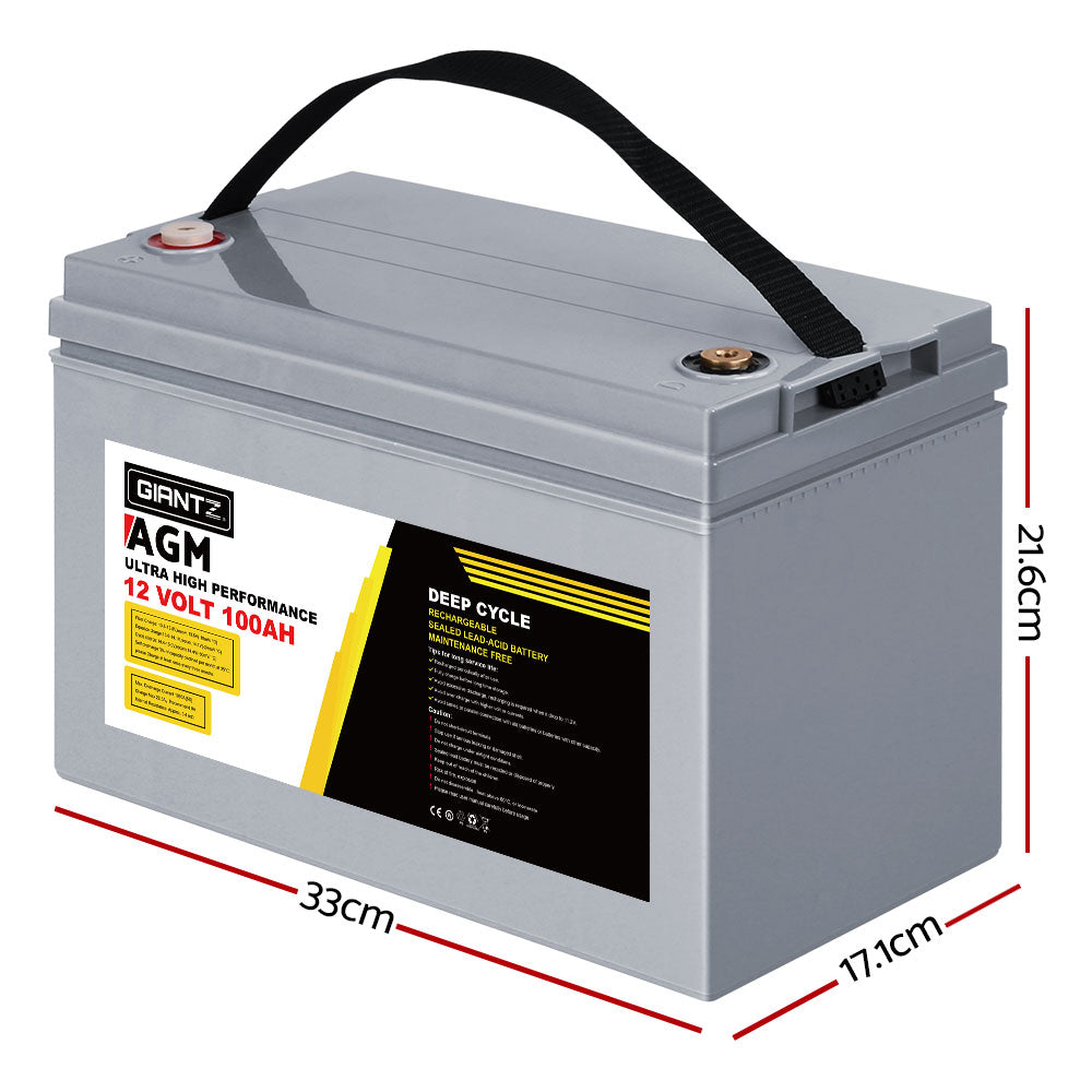 Giantz 100Ah 12V AGM Deep Cycle Battery