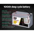 Giantz 100Ah 12V AGM Deep Cycle Battery