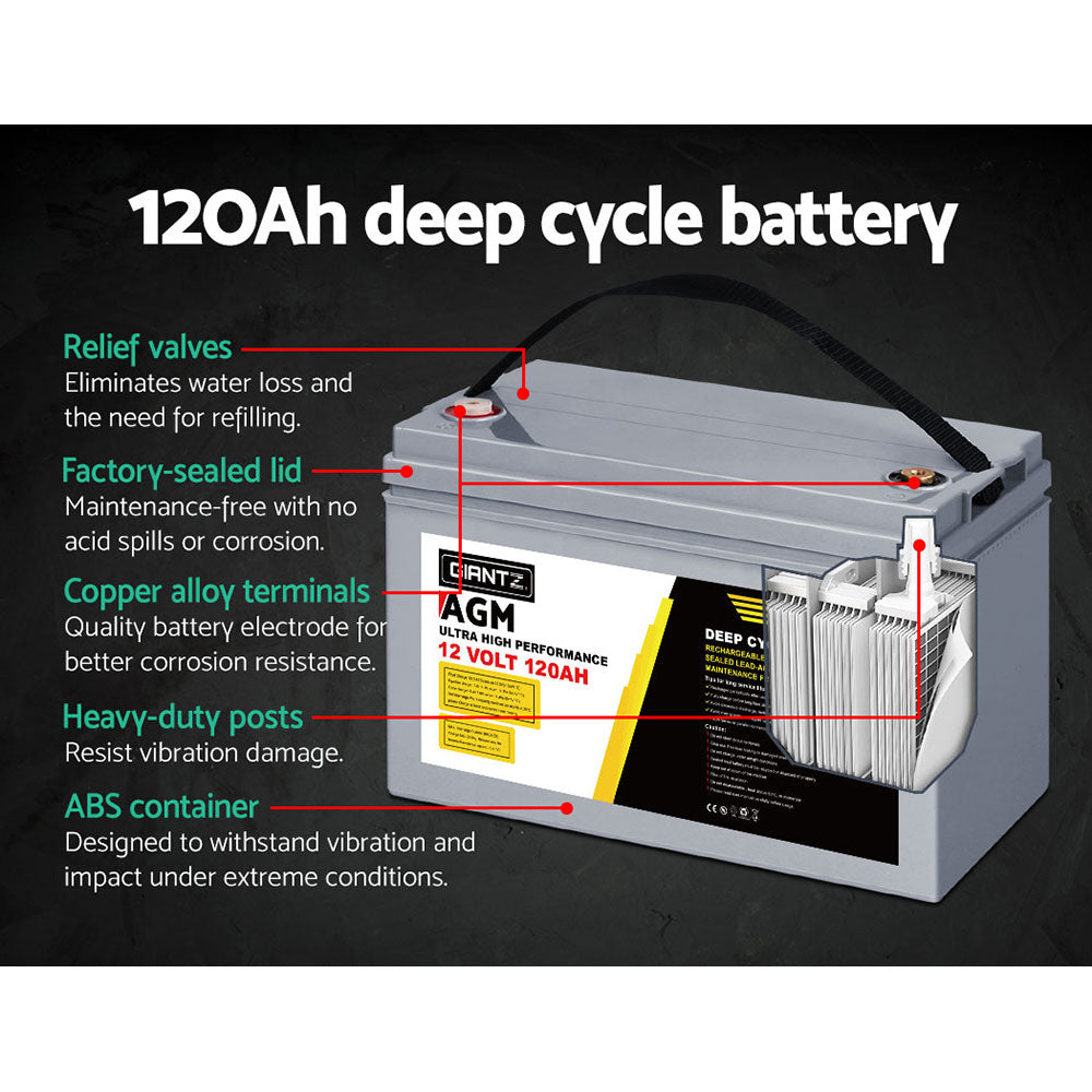 Giantz 120Ah 12V AGM Deep Cycle Battery