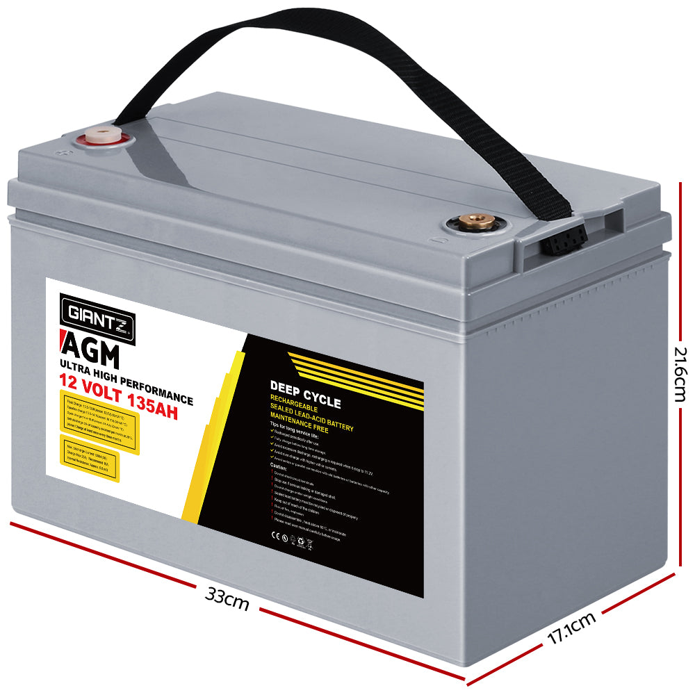 Giantz 135Ah 12V AGM Deep Cycle Battery