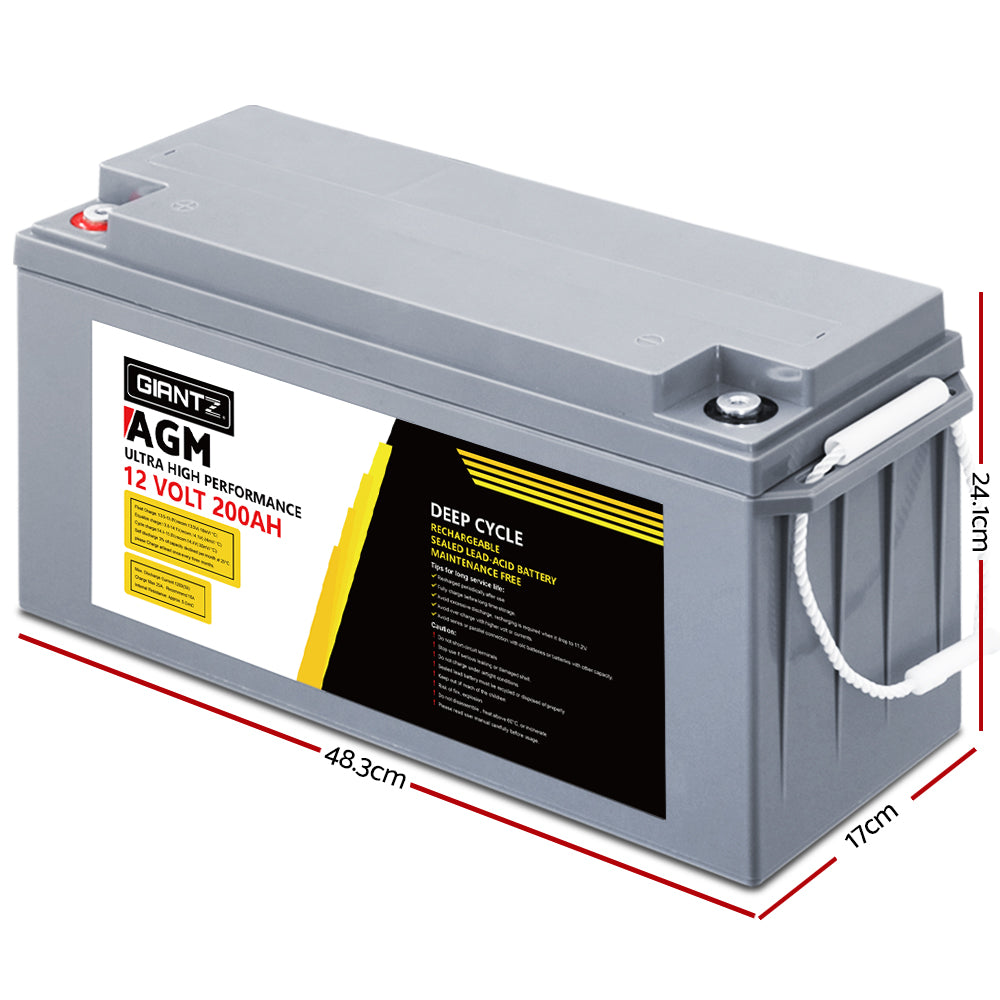 Giantz 200Ah 12V AGM Deep Cycle Battery