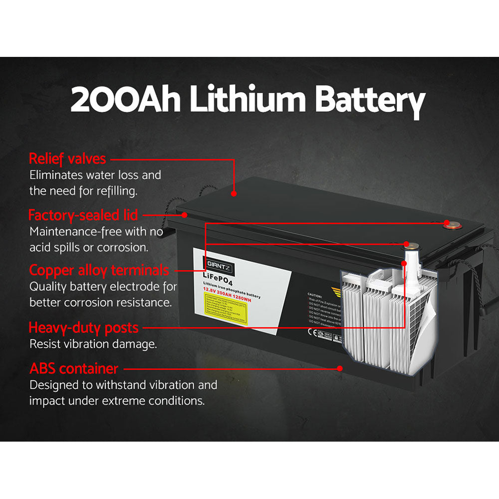Giantz 200Ah 12V LiFePO4 Deep Cycle Battery