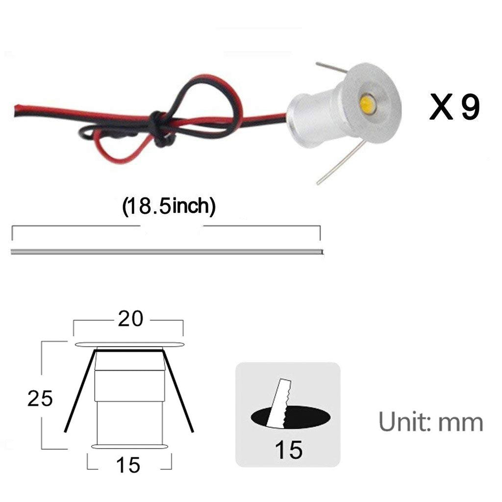 12V LED Recessed Mini Downlights - 9 Pack Hardwired