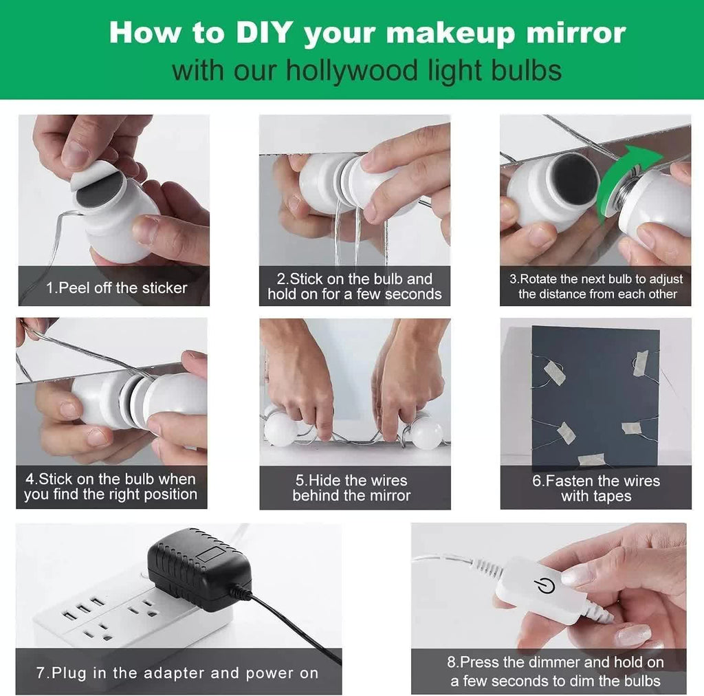 Hollywood LED Vanity Mirror Lights - 12V Dimmable Kit