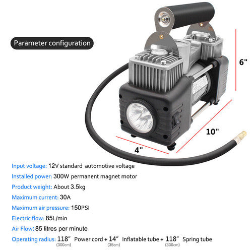 4WD Car Pump Truck 12V 150PSI Air Compressor Portable Tyre Inflator