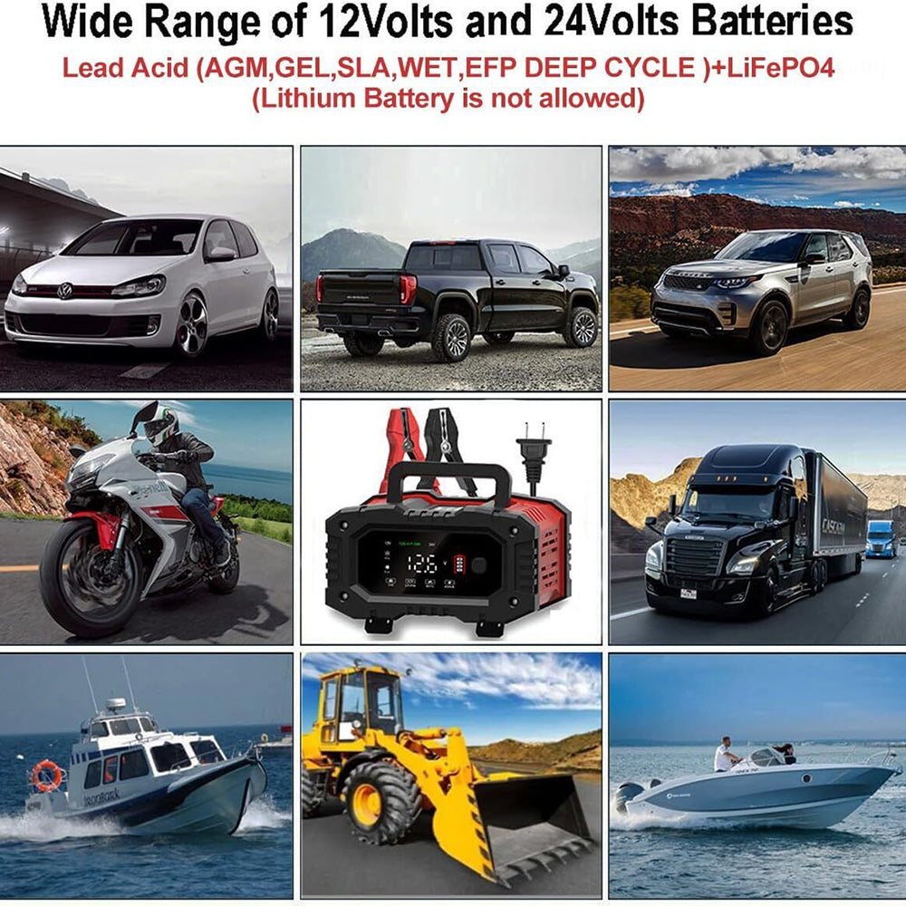 12V/24V 20A Smart Battery Charger - Lead Acid, LiFePO4, AGM Compatible