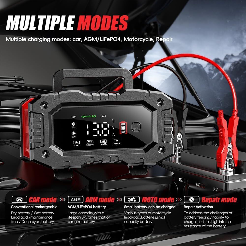 12V/24V 20A Smart Battery Charger - Lead Acid, LiFePO4, AGM Compatible