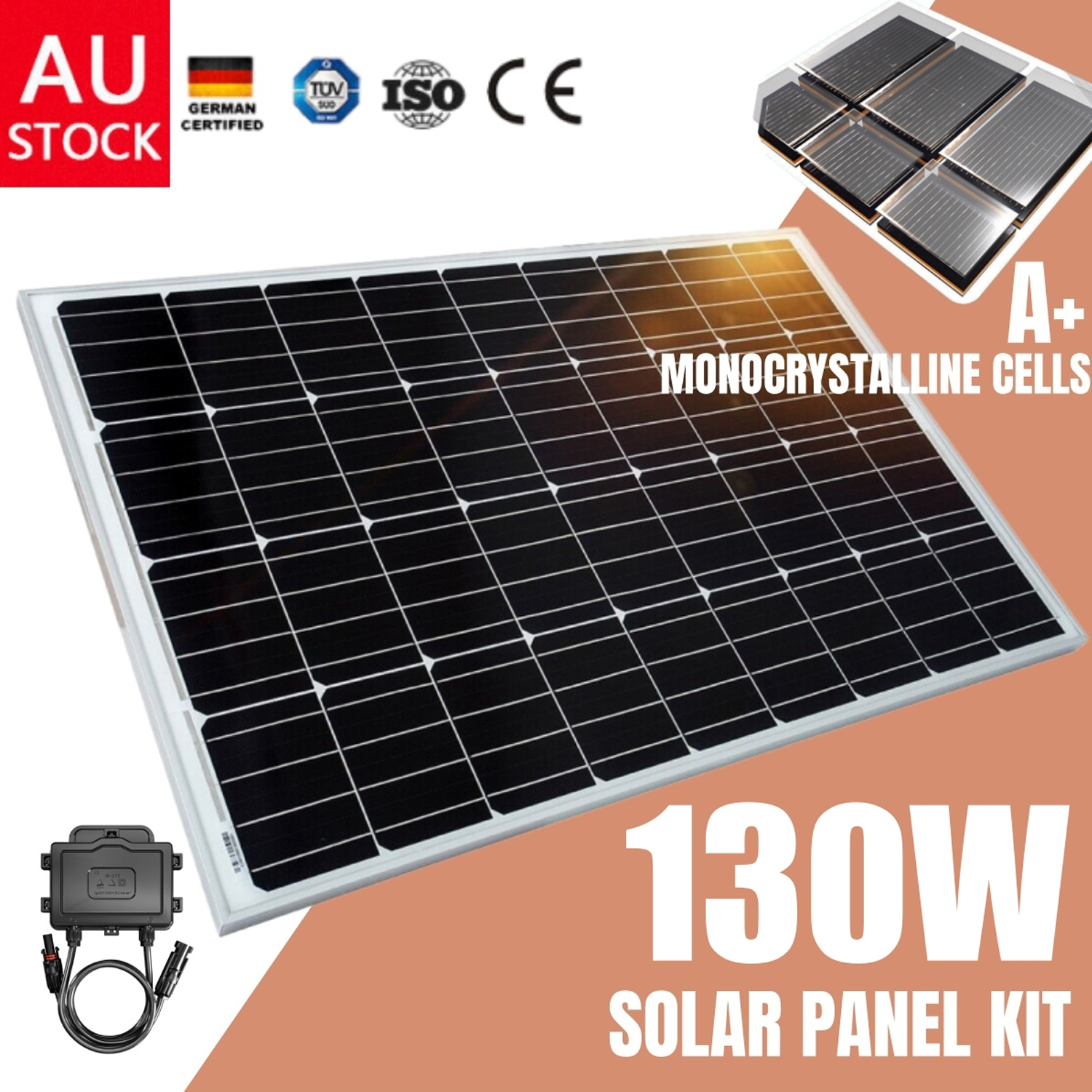 12V 130W Mono Solar Panel Kit