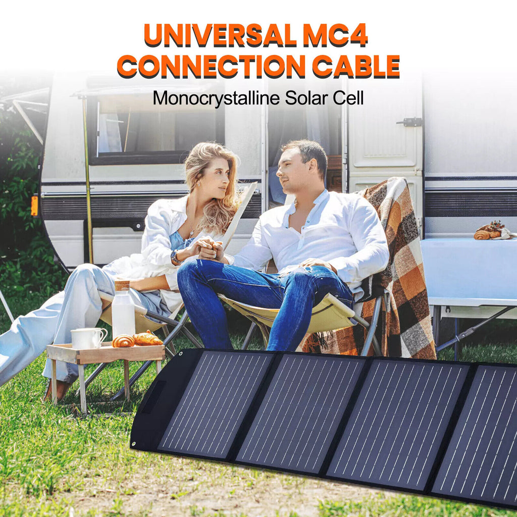 160W Folding Solar Panel Blanket Mat Flexible 12V - Portable Power for Camping