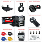 X-BULL 3000LBS Electric Winch 12V Steel Cable Rope 4WD Recovery