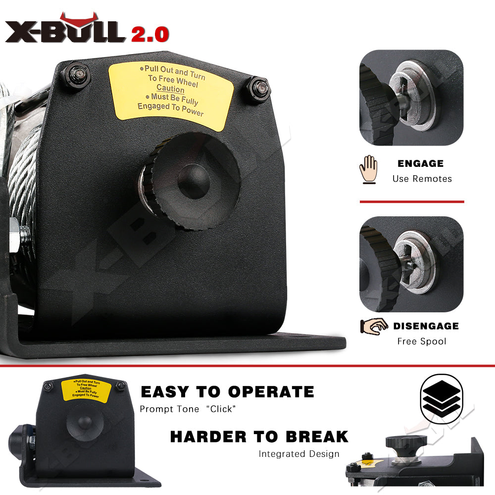 X-BULL 3000LBS Electric Winch 12V Steel Cable Rope 4WD Recovery