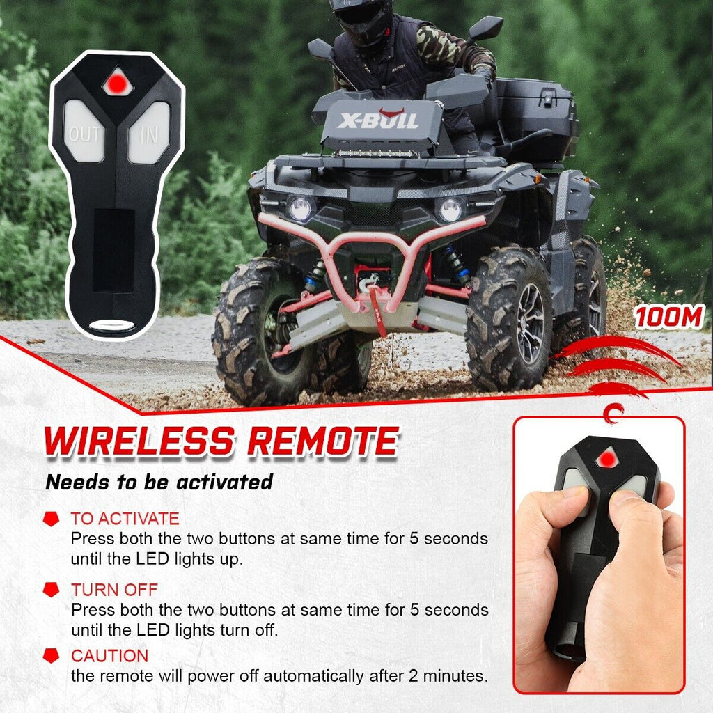X-BULL 3000LBS Electric Winch 12V Steel Cable Rope 4WD Recovery