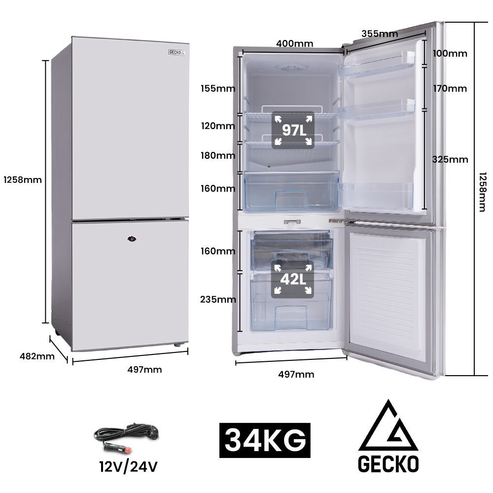 GECKO 139L Portable Fridge Freezer 12V/24V