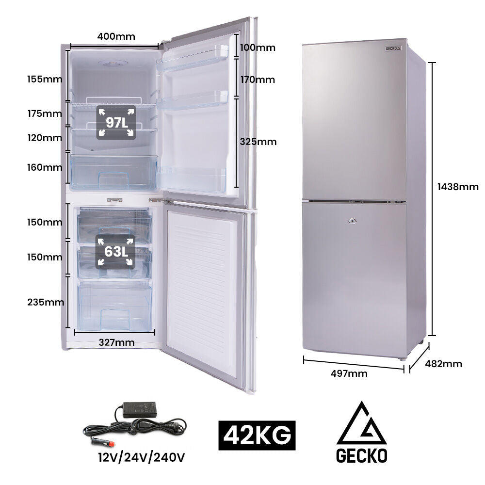 GECKO 160L Portable Fridge Freezer 12V/24V
