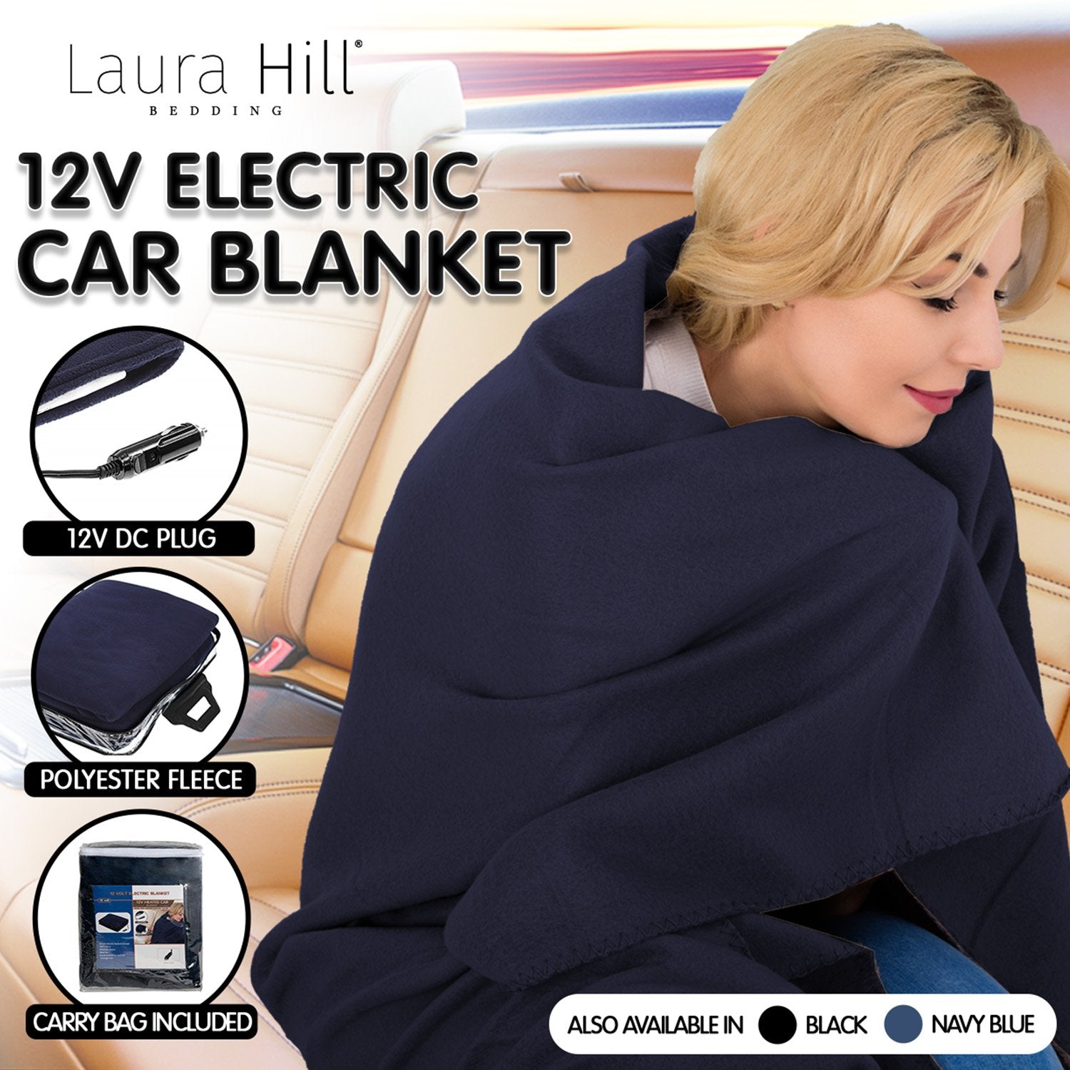 Laura Hill Heated Electric Car Blanket 150110cm 12V