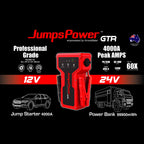4000A Jump Starter 12V Powerbank 99900mWh 24V Pro LED GTR