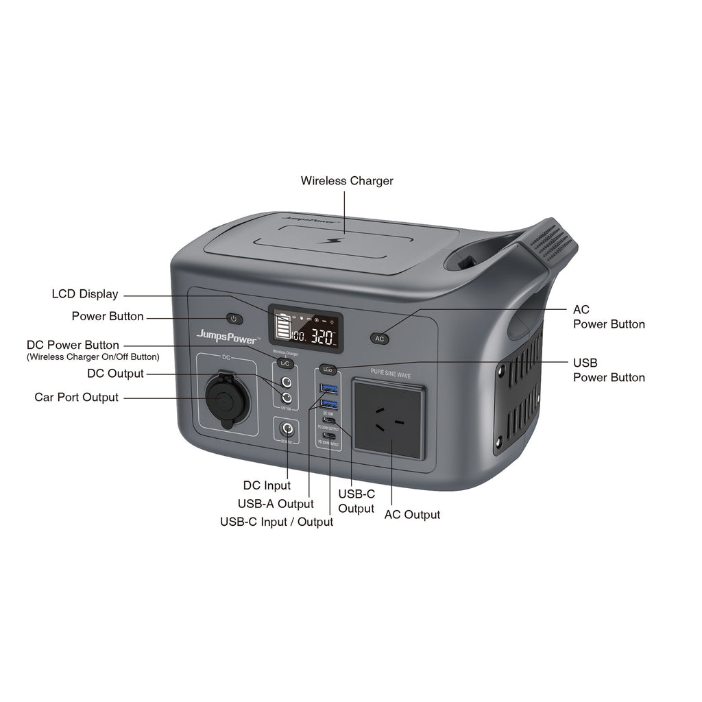 JumpsPower 320W Portable Power Station 307Wh 12V