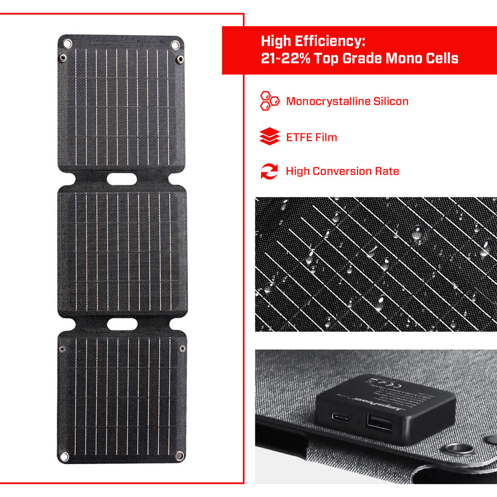 JumpsPower 21W Foldabe Solar Panel 12V
