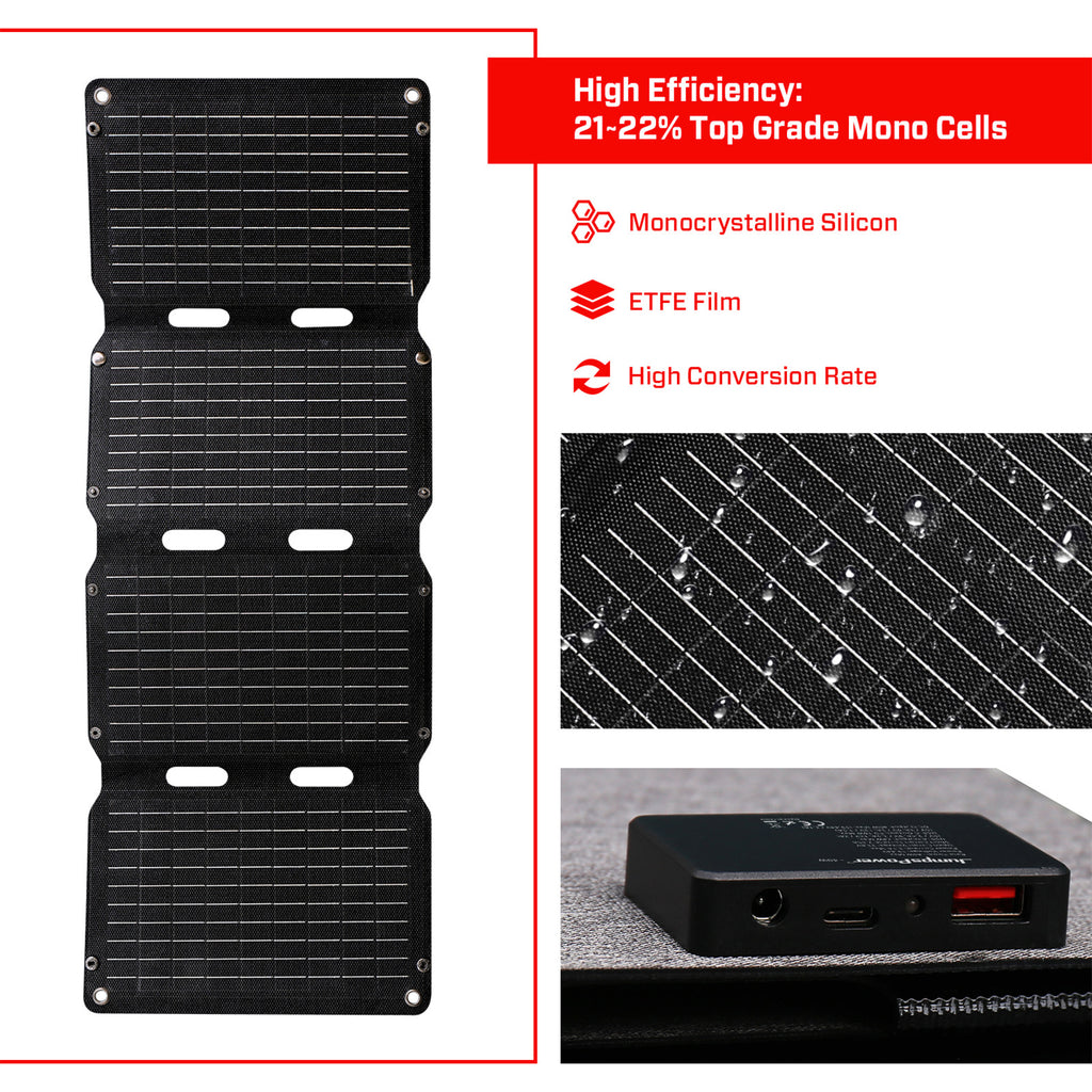 JumpsPower 40W Foldabe Solar Panel 12V