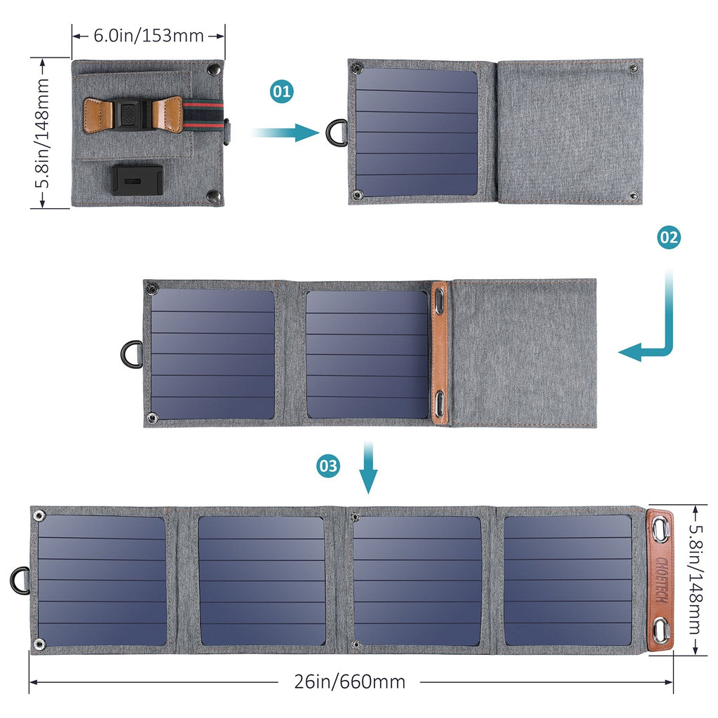CHOETECH 14W Foldable Solar Powered USB Charger