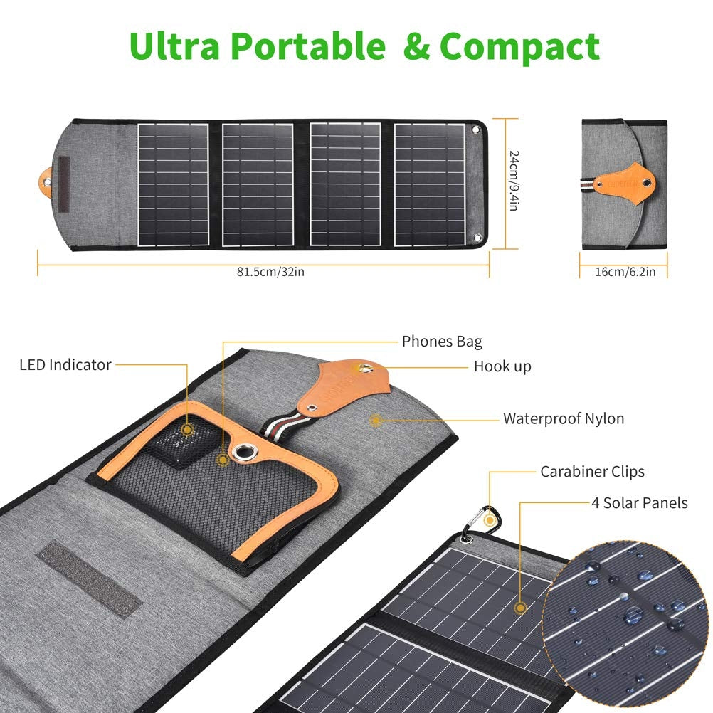 CHOETECH 22W Foldable Solar Powered USB Charger