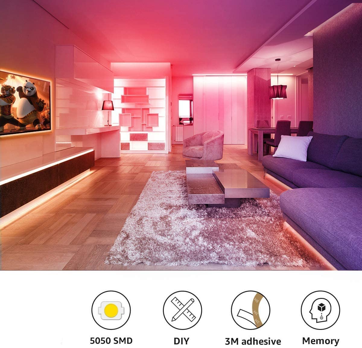 5050 RGB LED Strip Lights - 12V 5m Waterproof IP65