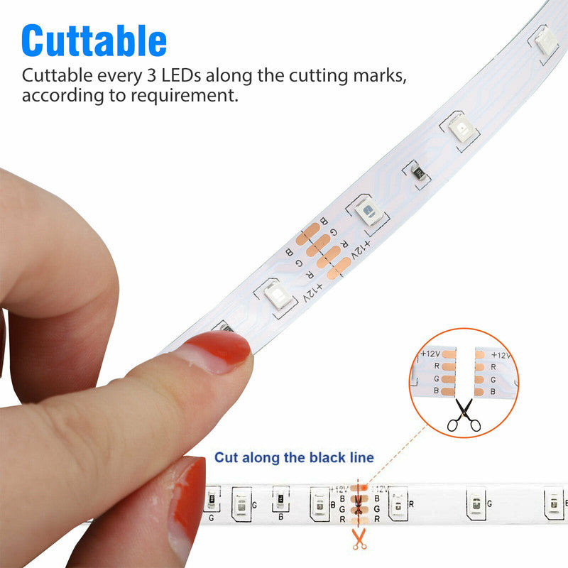 Waterproof 12V RGB LED Strip Lights 5m 3528 300 LEDs