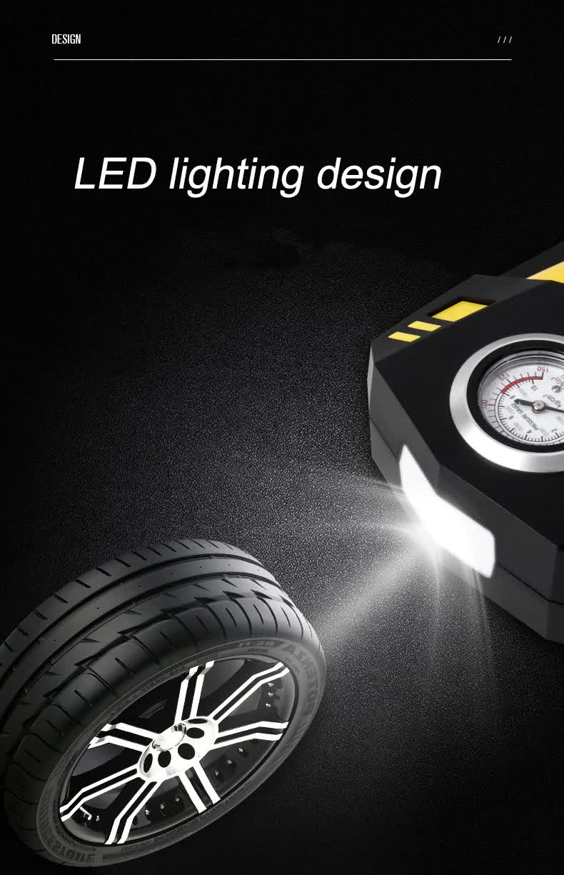 Portable 12V Tyre Inflator 120W with LED Light
