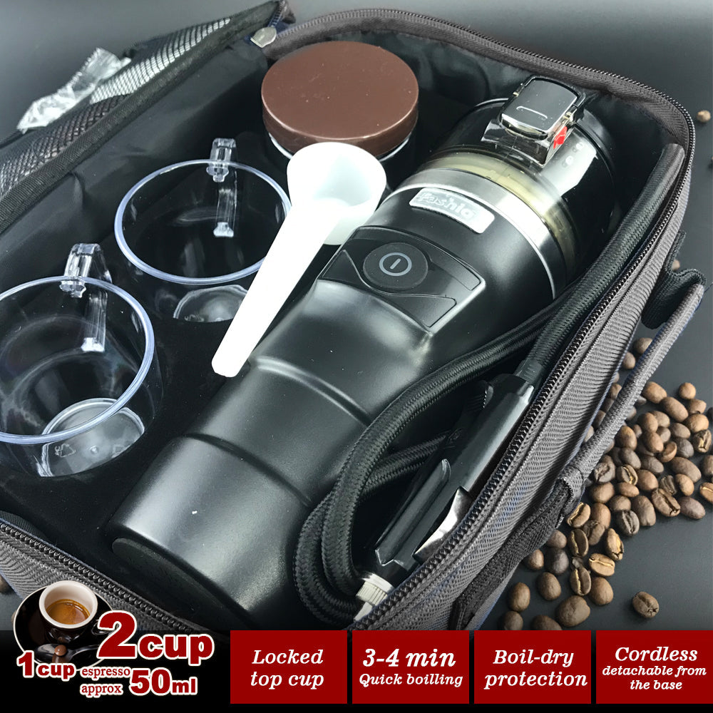 12V Car Espresso Moka Coffee Maker Set - In Car Coffee Machine With 2Cups