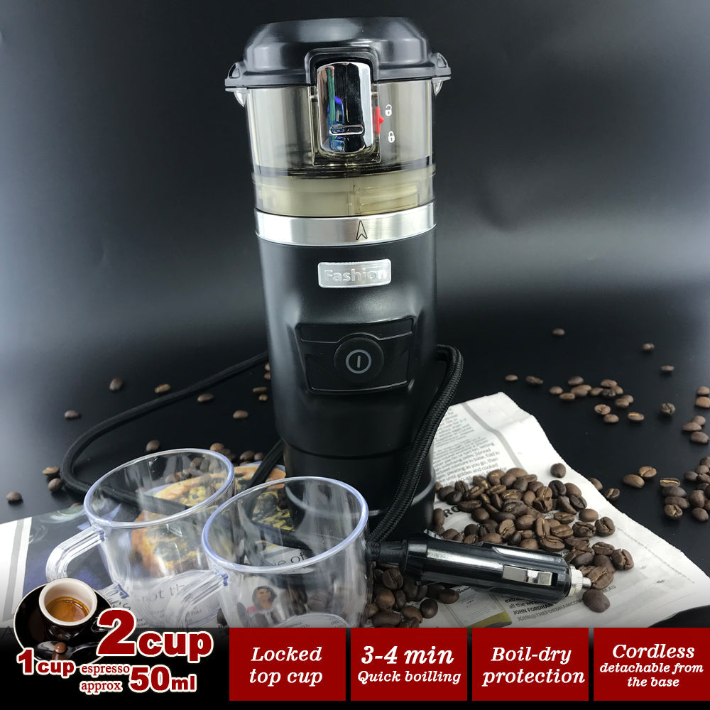 12V Car Espresso Moka Coffee Maker Set - In Car Coffee Machine With 2Cups