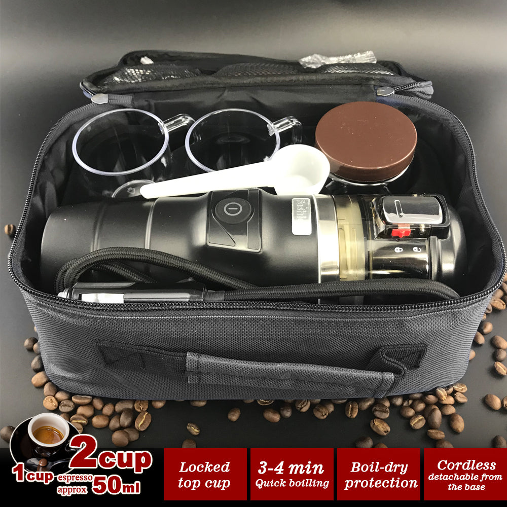 12V Car Espresso Moka Coffee Maker Set - In Car Coffee Machine With 2Cups
