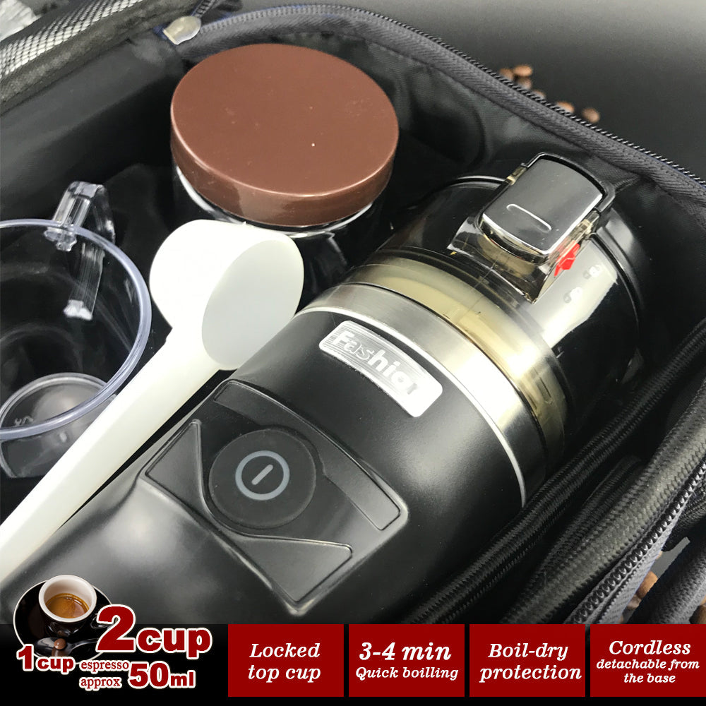 12V Car Espresso Moka Coffee Maker Set - In Car Coffee Machine With 2Cups