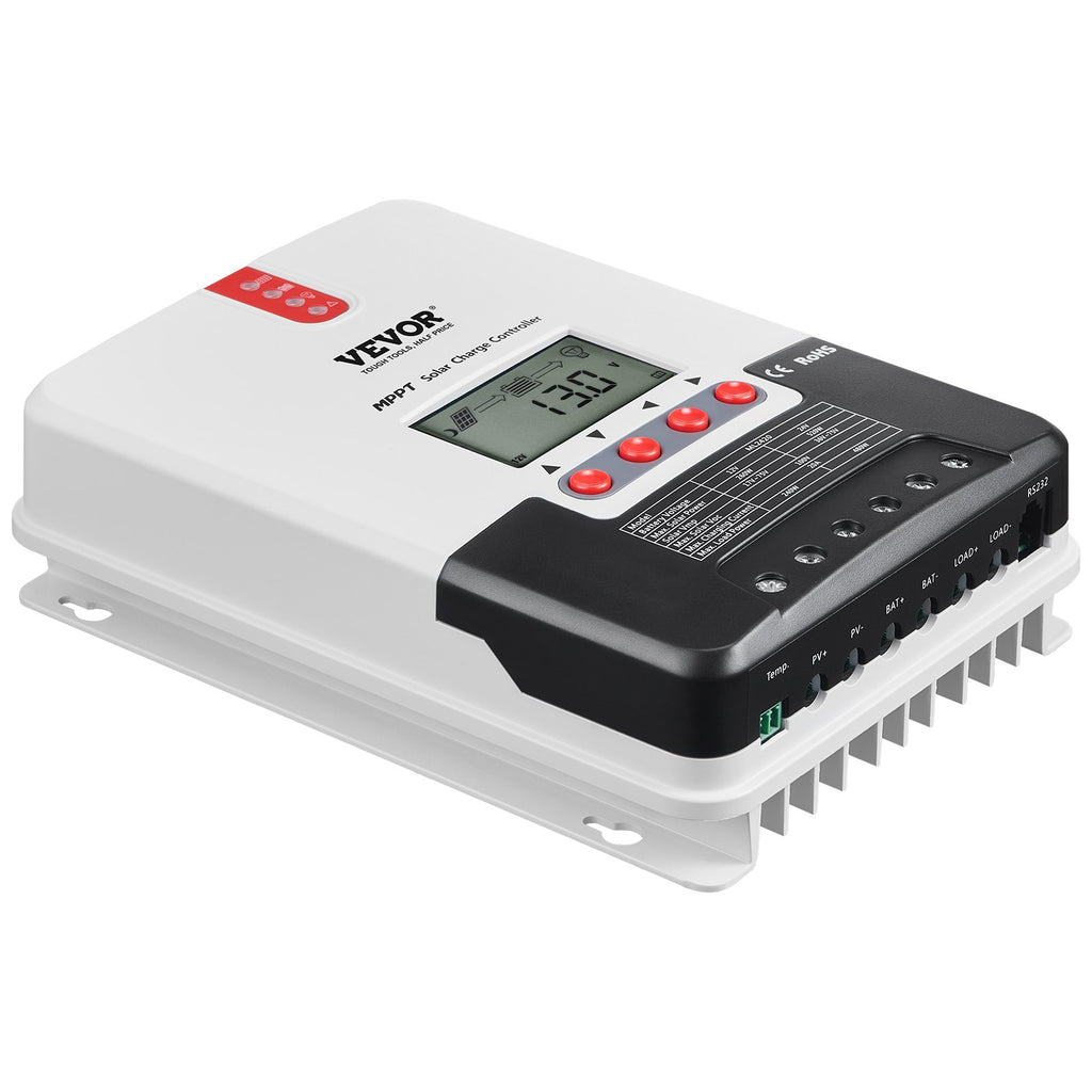 VEVOR 20A MPPT Solar Charge Controller (12V/24V) - LCD + Temp Sensor